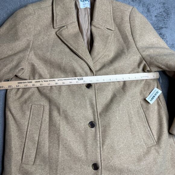 Old Navy Car Coat Brushed Finish NWT Brown Womens XL Button Front Lined Cozy - Picture 5 of 7